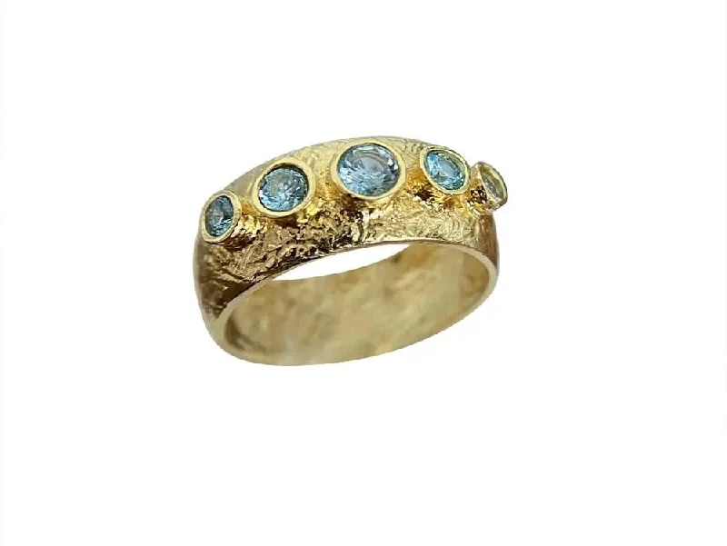 Rustic lock rings-Yaron Morhaim Gold and Blue Topaz Ring