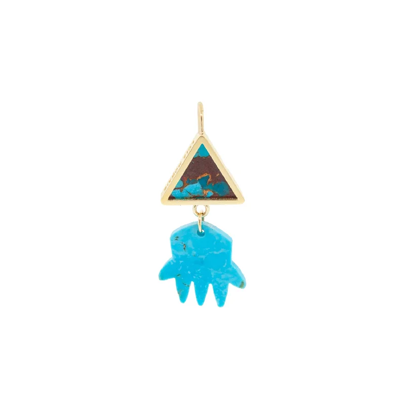 Thick stud earrings-Triangle Hand Turquoise Gemstone Earring