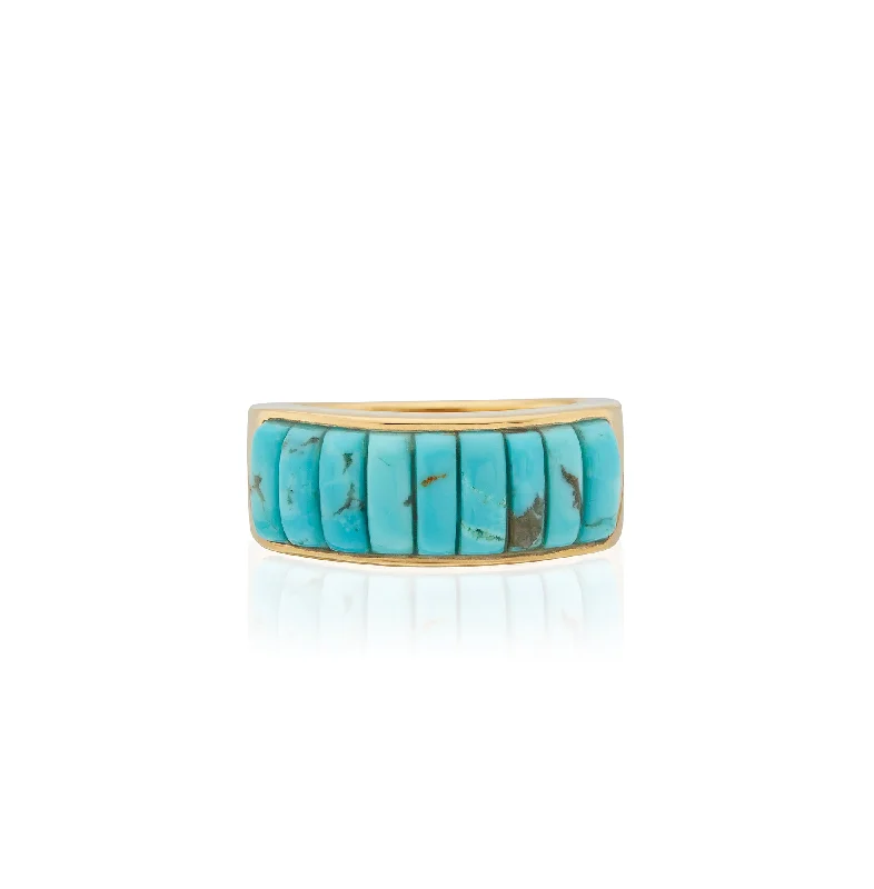 Fluid gem rings-Anna Beck Gold Rectangular Turquoise Multi-Stone Ring