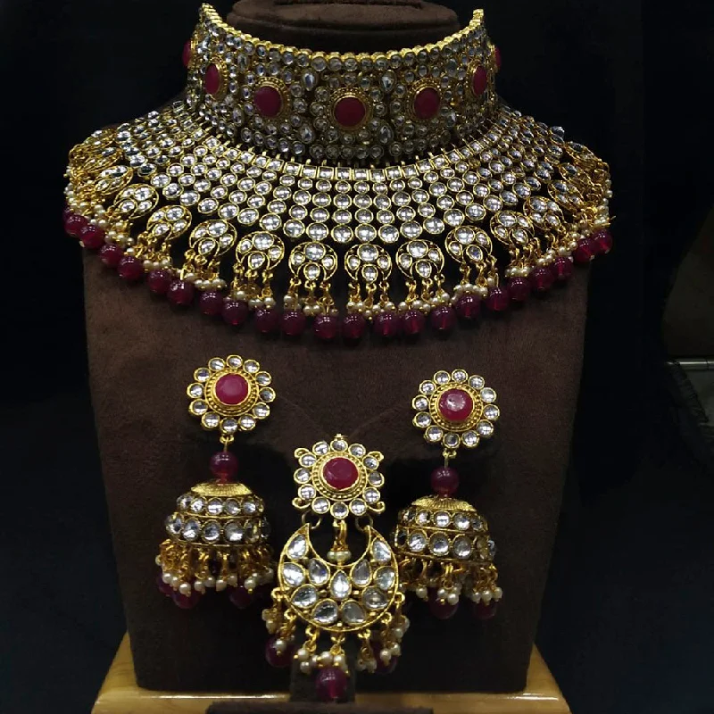 Retro charm necklaces-Manisha Jewellery Gold Plated Kundan Stone Necklace Set