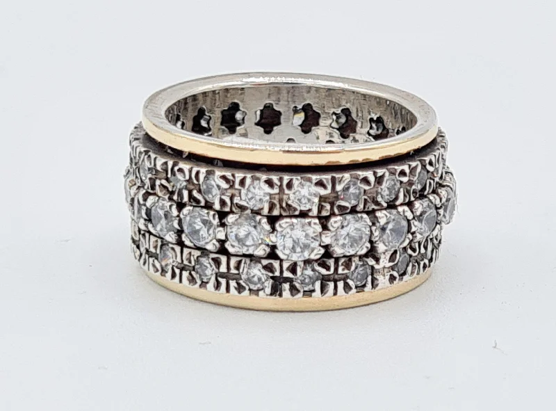 Dainty silver rings-Yaron Morhaim 9ct Gold Sterling Silver and Cubic Zirconia Ring