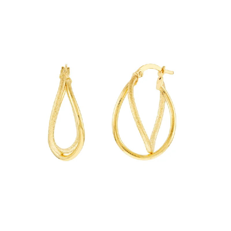 Polished charm earrings-14k Polished & Satin Twisted Hoop Earrings