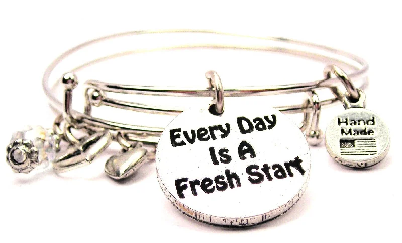 Retro flair bangles-Every Day Is A Fresh Start Expandable Bangle Bracelet Set