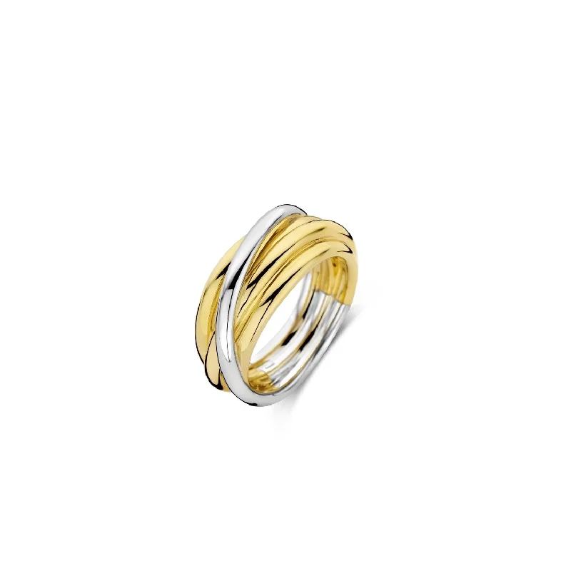 Small star rings-Ti Sento Silver Gold Intertwined Ring