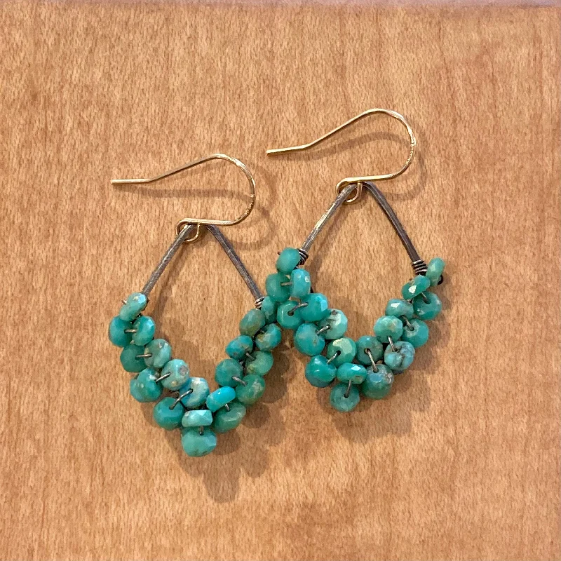 Wide cuff earrings-Turquoise Cluster Earrings