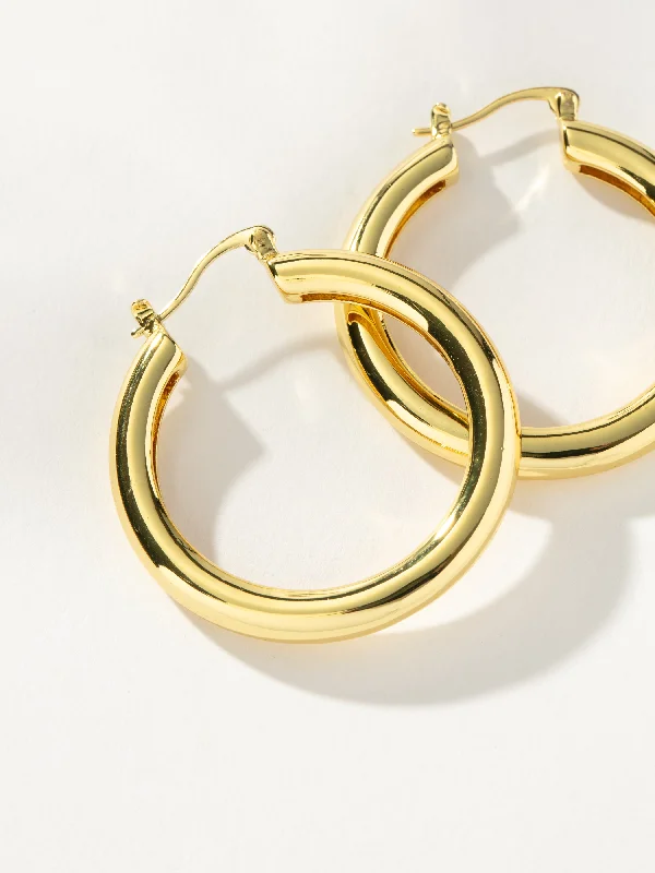 Cedar wood earrings-Staple Hoop