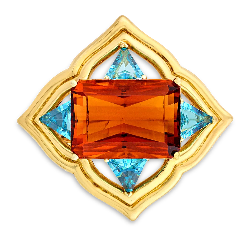 Birch grain brooch-Ron McNamer Citrine and Topaz Brooch