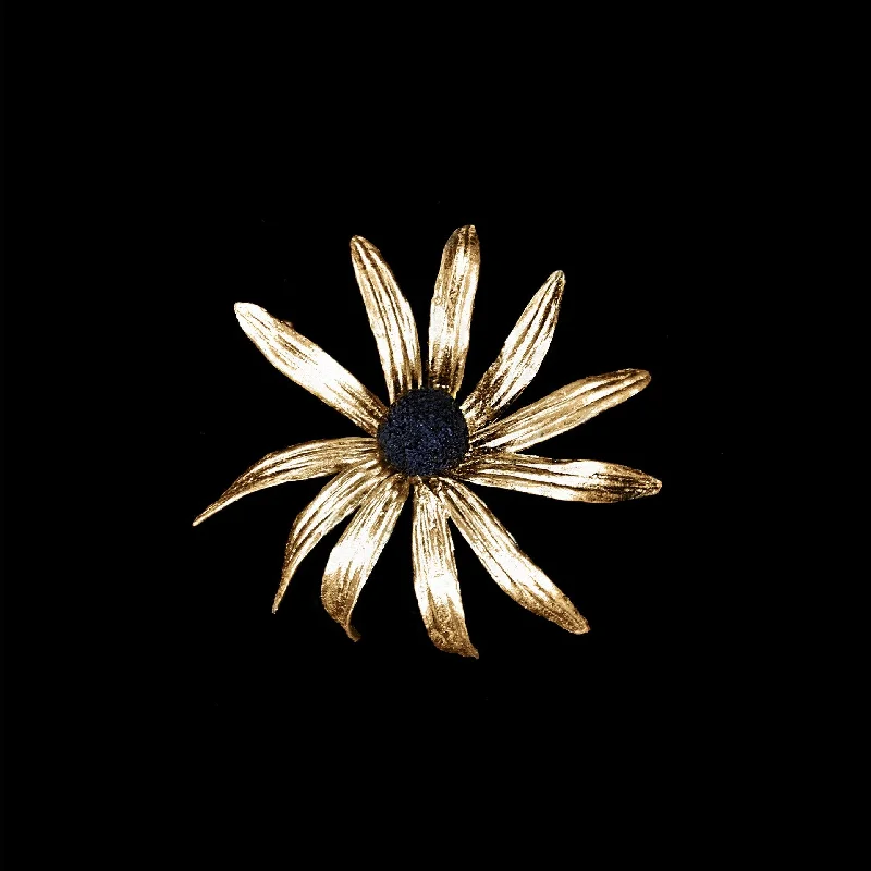 Sculpted gem brooch-Black-Eyed Susan Brooch - Statement