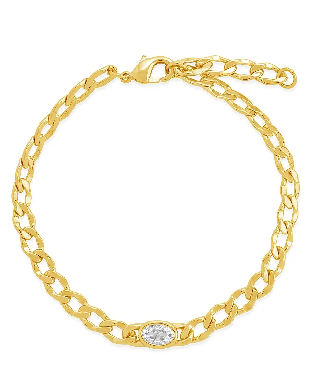 Sapphire stone bangles-Rebel Station CZ Curb Chain Bracelet