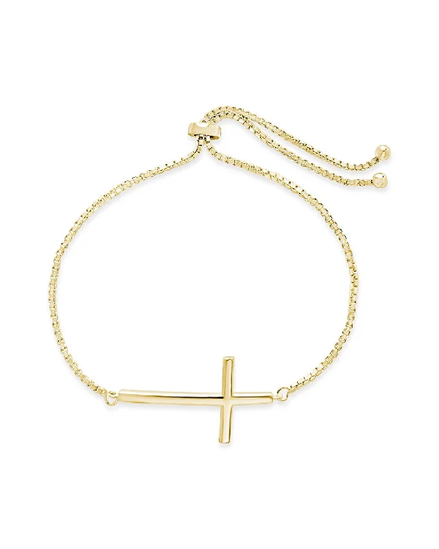 Chunky gem bangles-Polished Cross Bolo Bracelet