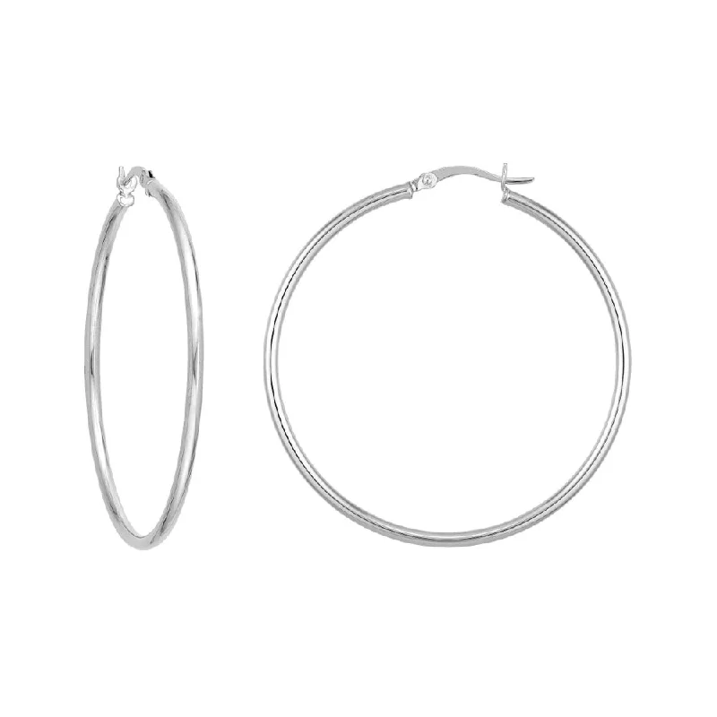 Silk fringe earrings-Sterling Silver Thin Polished Hoop Earrings