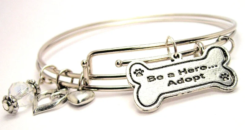 Layered chain bangles-Be A Hero Adopt Dog Bone Expandable Bangle Bracelet Set