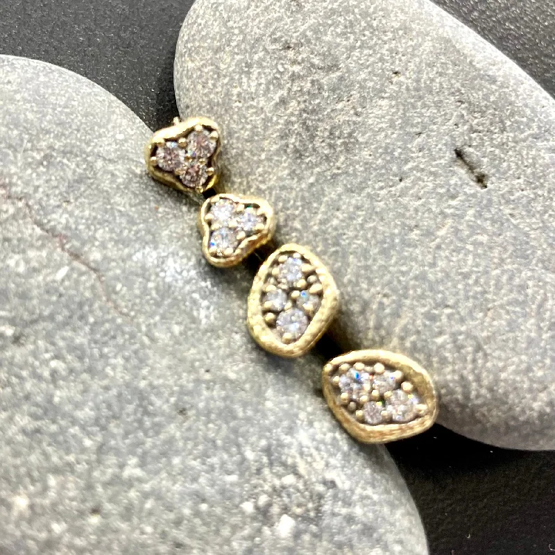 Bamboo style earrings-Winter Pond 18K Gold and Diamonds Post Earrings