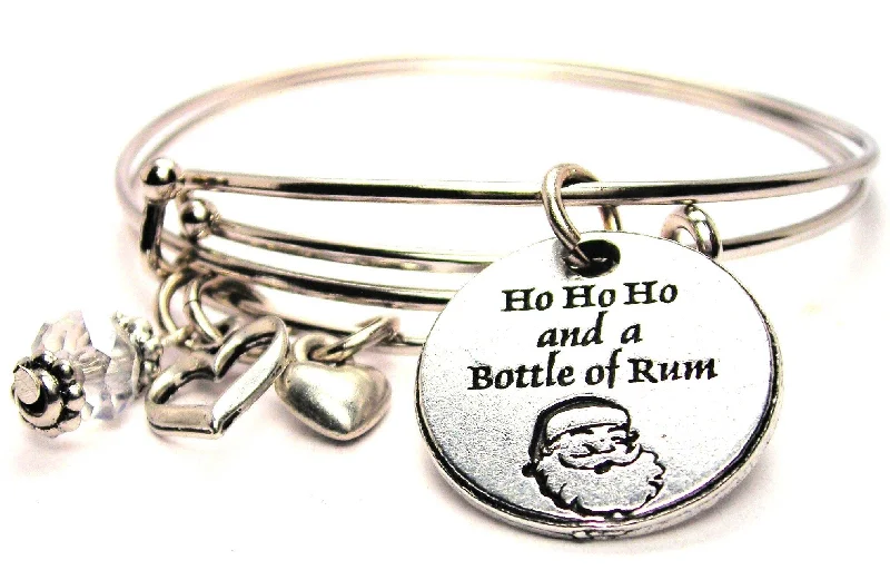 Night charm bangles-Ho Ho Ho And A Bottle Of Rum Expandable Bangle Bracelet Set