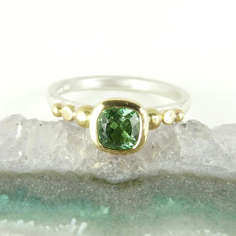 Bold druzy rings-Green Tourmaline Granulation Ring