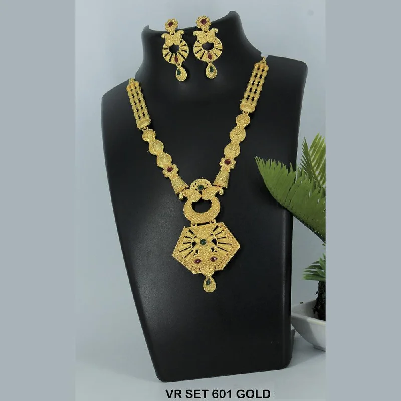 Frosted glass necklaces-Mahavir Forming Gold Necklace Set - VR SET 601 GOLD