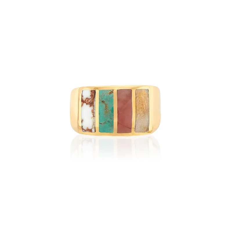 Secure clasp rings-Anna Beck Gold Vermeil Inlay Multi-Stone Ring