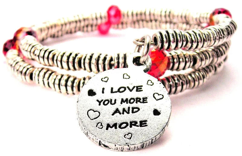 Stone cluster bangles-I Love You More And More Curly Coil Wrap Style Bangle Bracelet