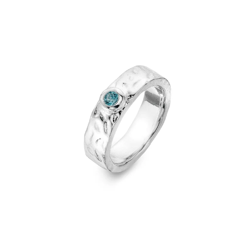 Topaz solitaire rings-Sea Gems Sterling Silver Chunky Textured Ring