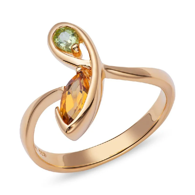 High gloss rings-Unique & Co Gold Vermeil Citrine and Peridot Ring