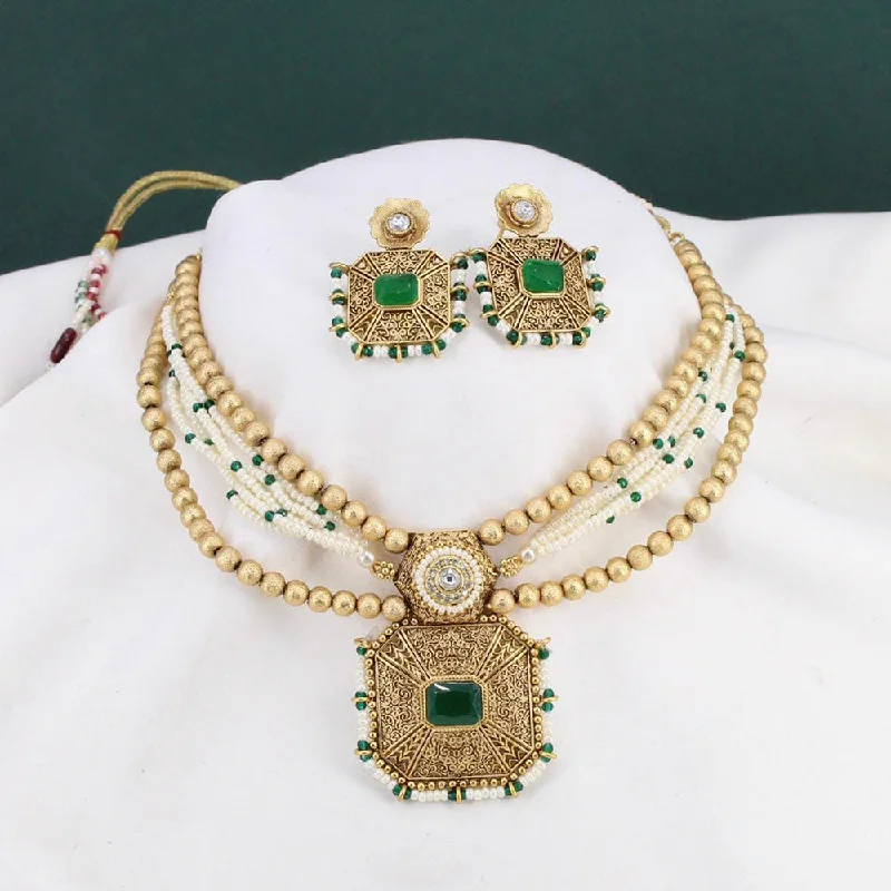 Sleek gem necklaces-Manisha Jewellery Gold Plated Traditional Necklace Set