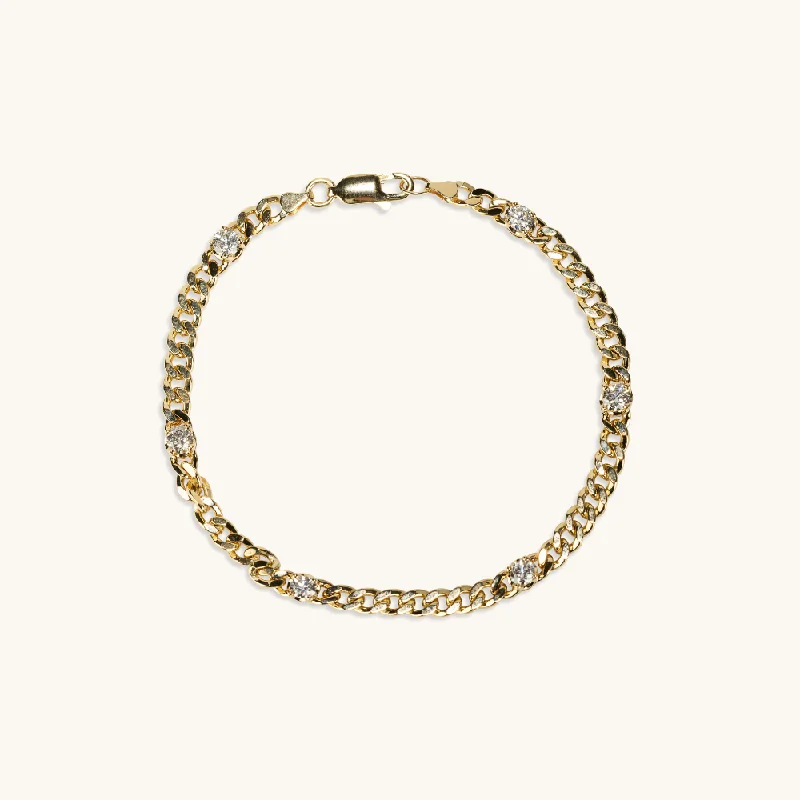 Citrine gem bangles-Lab Diamond Curb Chain Bracelet