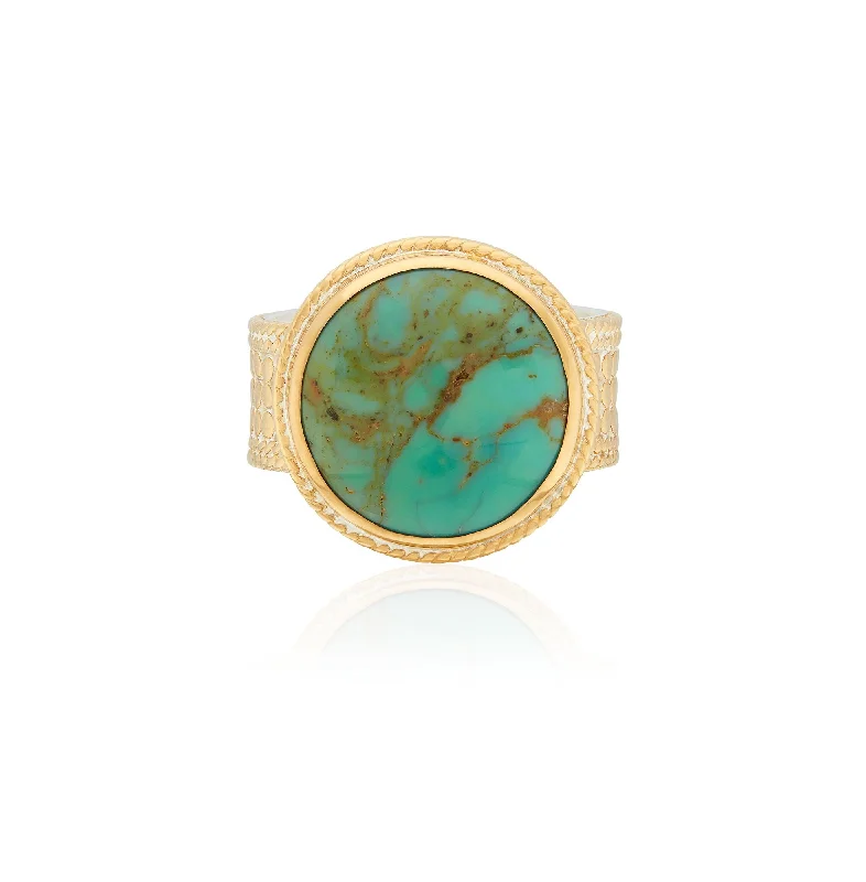 Worn bronze rings-Anna Beck Gold Turquoise Cocktail Ring