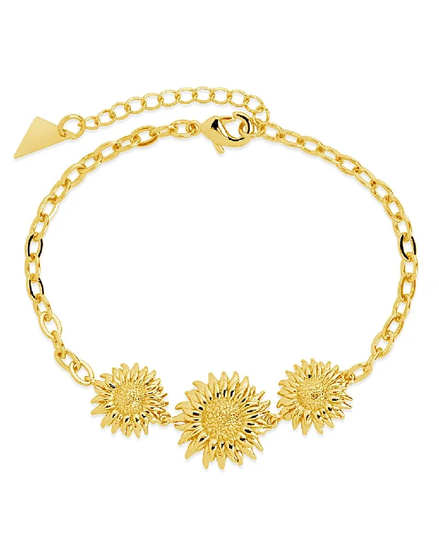 Flat charm bangles-Solaris Sunflower Chain Bracelet