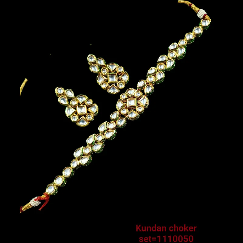 Flat twist necklaces-Padmawati Bangles Kundan Stone Gold Plated Necklace Set