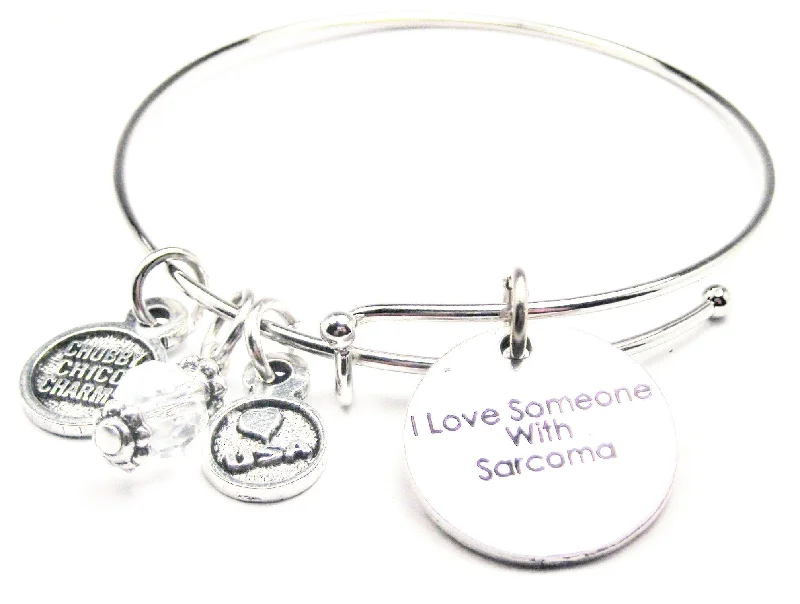 Victorian charm bangles-I Love Someone With Sarcoma Expandable Bangle Bracelet