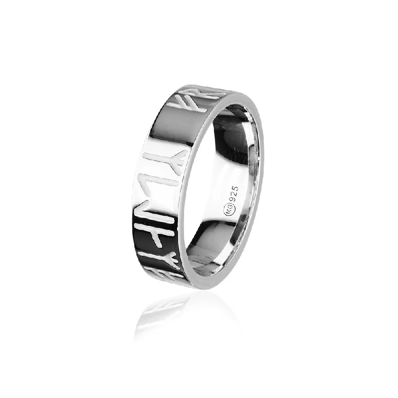 Minimal silver rings-Runic Silver Ring XR262