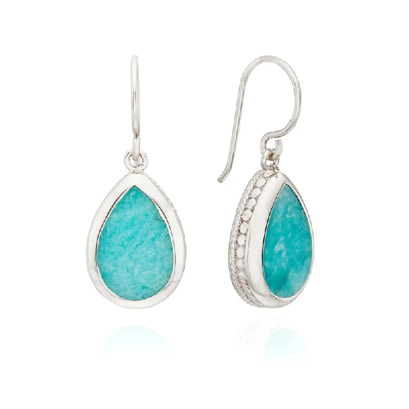 Half moon earrings-Anna Beck Sterling Silver Amazonite Drop Earrings