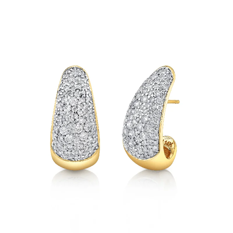 Tiered dangle earrings-Large Pavé Diamond Tusk Earrings