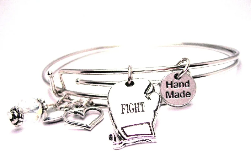 Crystal-twisted bangles-Fight Boxing Glove Expandable Bangle Bracelet Set