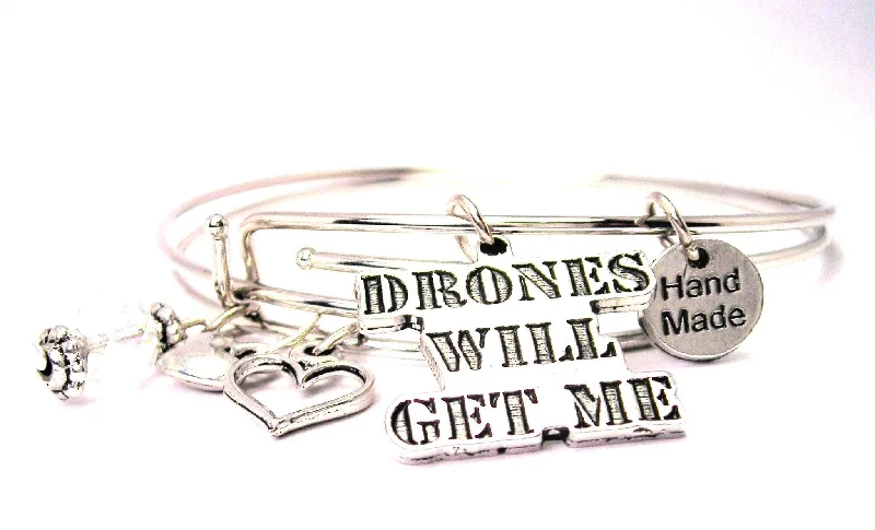 Bead-twisted bangles-Drones Will Get Me Expandable Bangle Bracelet Set