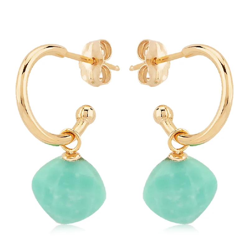 Crystal weave earrings-14k Gold Turquoise Drop Earrings