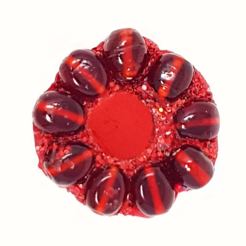 Fiber edge rings-RED ROUND FLOWER RING