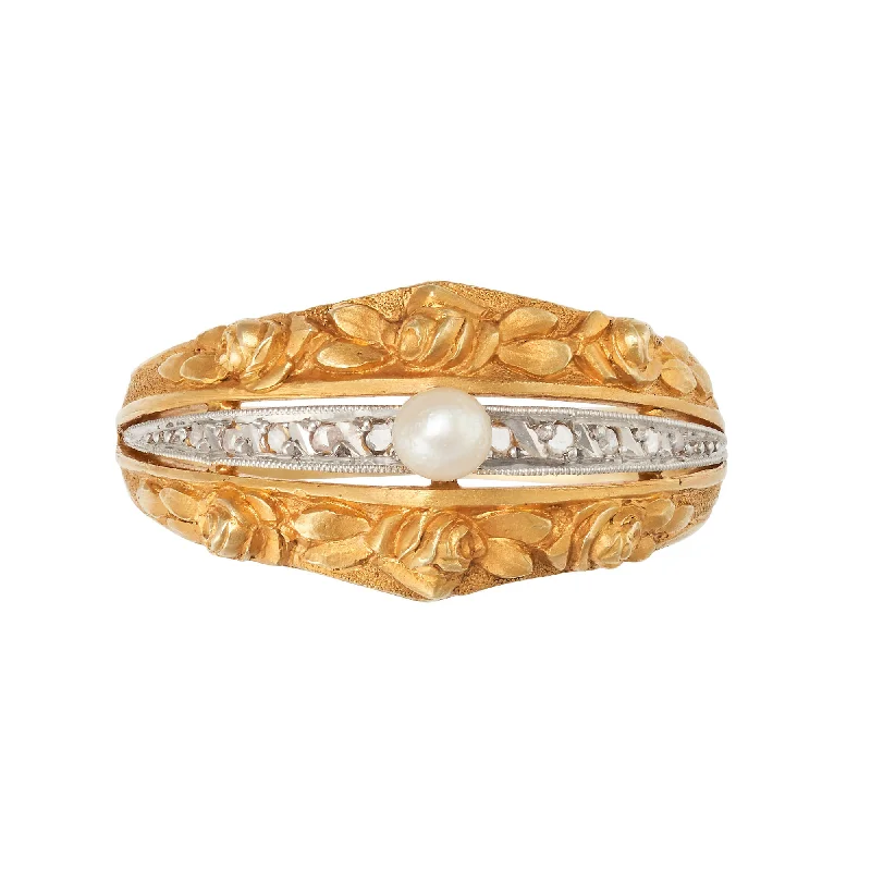 Plaited design rings-*NEW* Edwardian Pearl & Diamond Ring