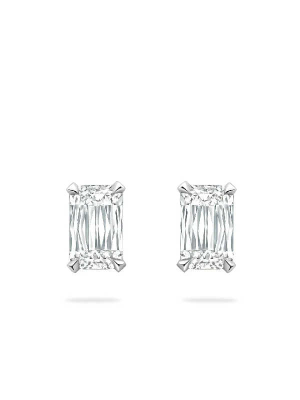 Solid bar earrings-Ashoka Diamond Platinum Stud Earrings