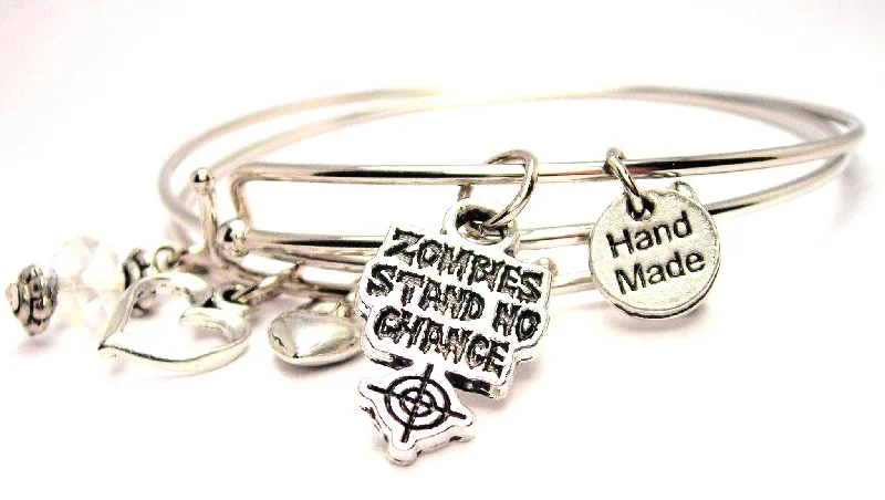 Victorian charm bangles-Zombies Stand No Chance With Crosshairs Expandable Bangle Bracelet Set