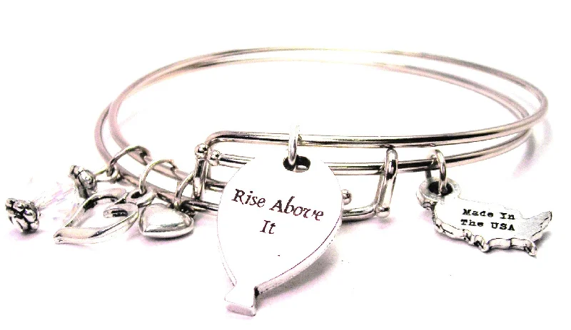 Antique silver bangles-Rise Above It Expandable Bangle Bracelet Set