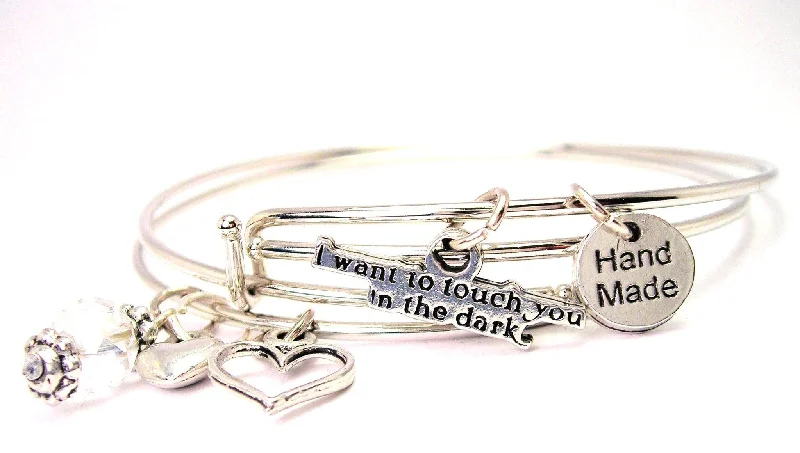 Shiny modern bangles-I Want To Touch You In The Dark Expandable Bangle Bracelet Set