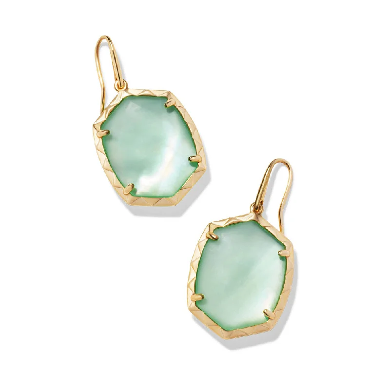 Bead braid earrings-Kendra Scott Daphne Drop Earrings In Light Green Mother Of Pearl