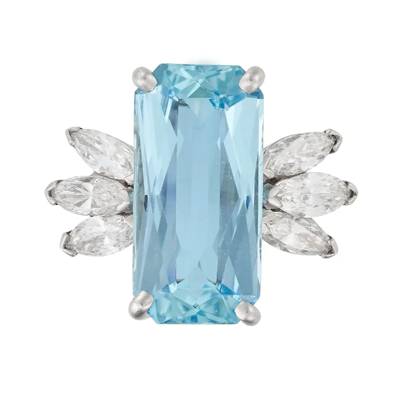 Small stack rings-Vintage Aquamarine Cocktail Ring