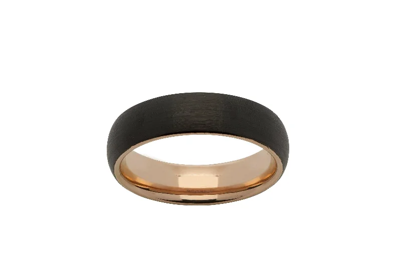 Spirit eye rings-Unique & Co 6mm Tungsten Ring with Rose Gold Black IP