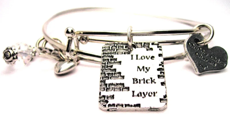 Vivid diamond bangles-I Love My Brick Layer Expandable Bangle Bracelet Set