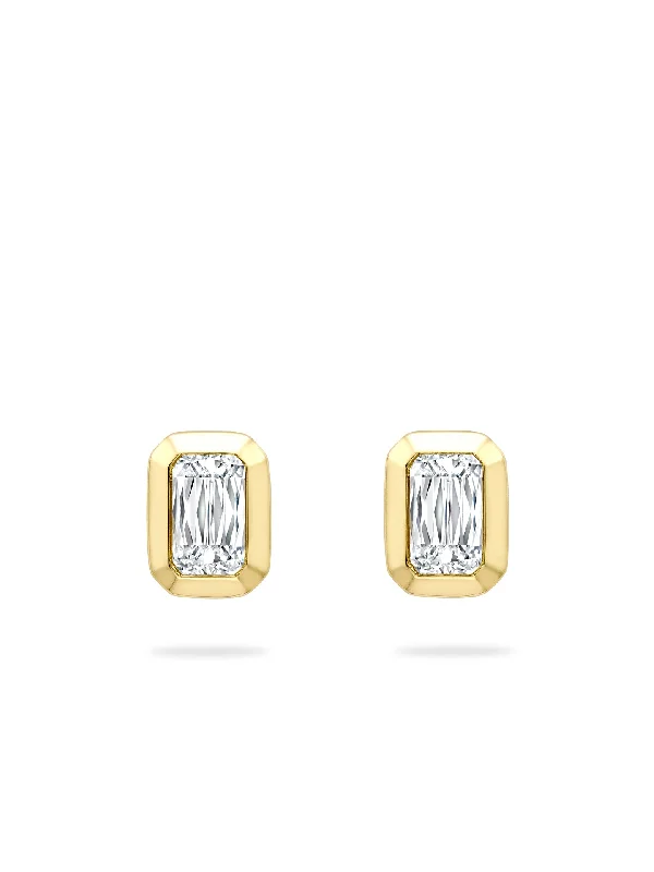 Art deco earrings-Florentine Ashoka Yellow Gold Diamond Stud Earrings