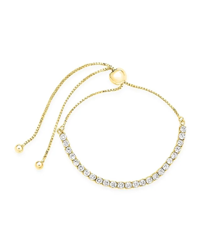 Sleek gold bangles-CZ Bolo Slider Bracelet