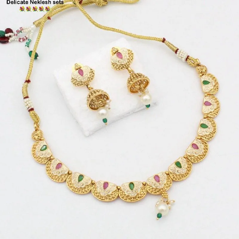 Elastic bead necklaces-Kavita Art Gold Plated Pota Stone Necklace Set