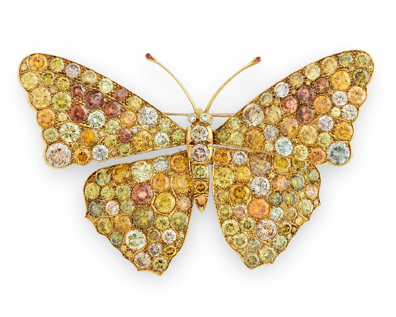 Citrine gem brooch-Diamond Butterfly Brooch